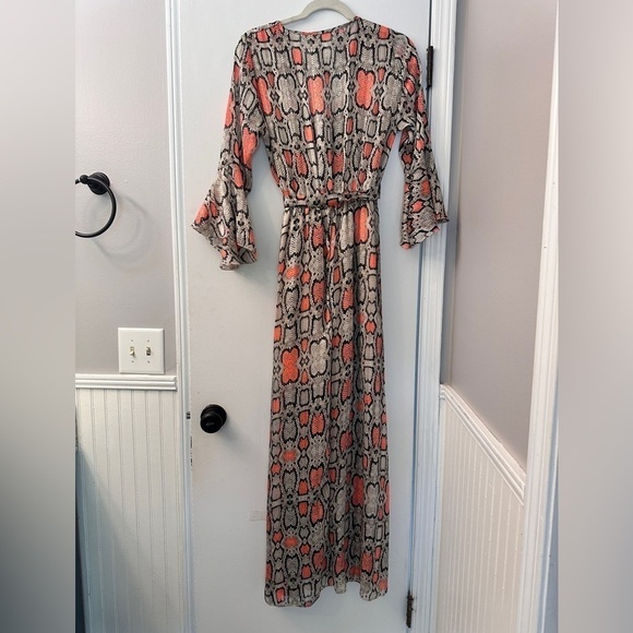 VANNY Animal Print Maxi Dress V-Neck Made in France Size S NWT - Picture 4 of 14